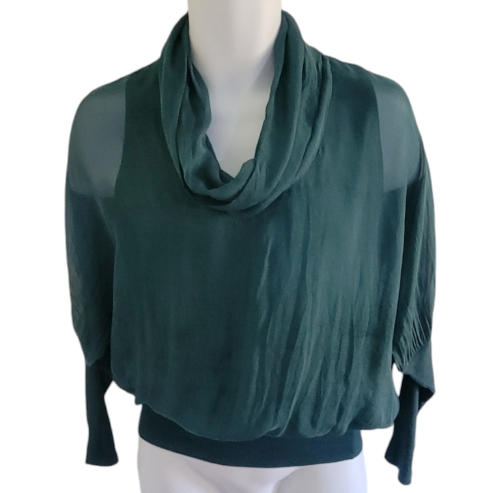 LA FÉE MARABOUTÉE Silk Blend Organic Preppy Luxury Cowl Neck Blouse - Women's - Picture 2 of 9
